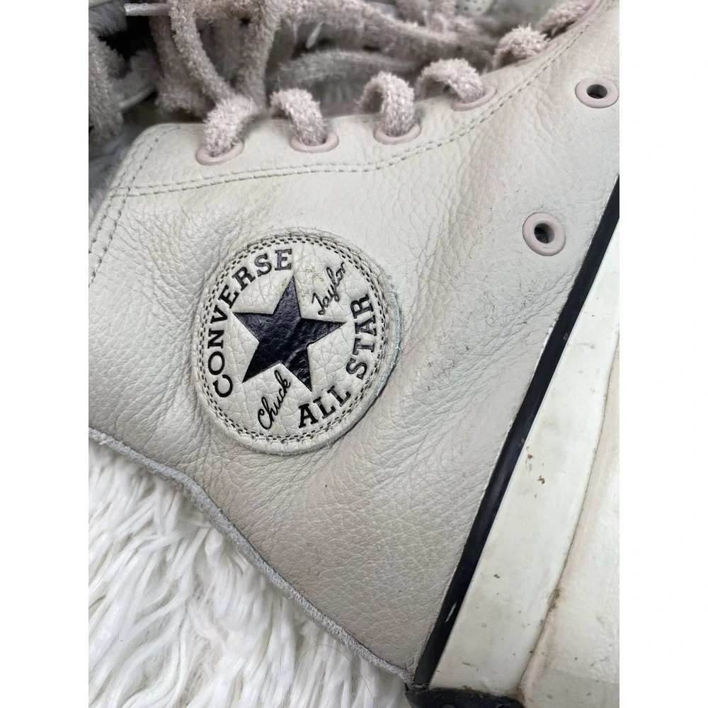 Converse Chuck Taylor Women's 7.5 Pale Gray Leather Block Heel High Tops